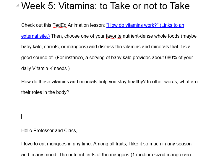 Week 5: Vitamins: to Take or not to Take